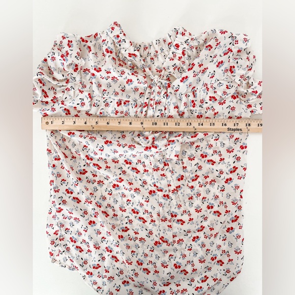 Veronica beard Howell Floral Print Silk Ruffle Blouse Top size 0 - Picture 9 of 12